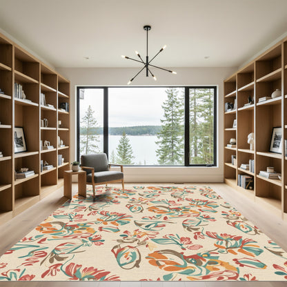 Eclectic Impressionist Floral Swirl Rug
