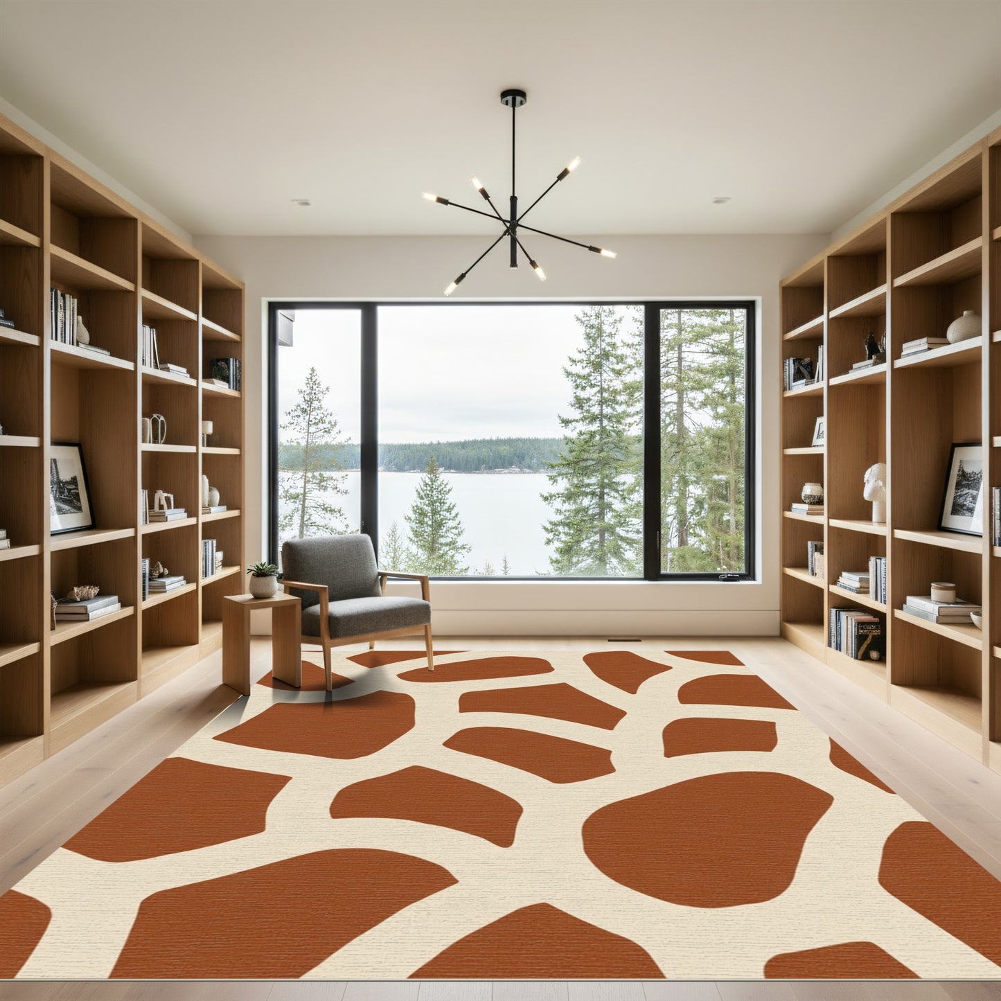 Brown Cream Giraffe Spotted Texture Rug