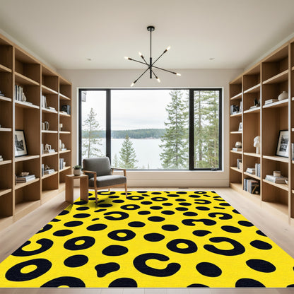 Vivid Yellow Black Spotty Scatter Rug