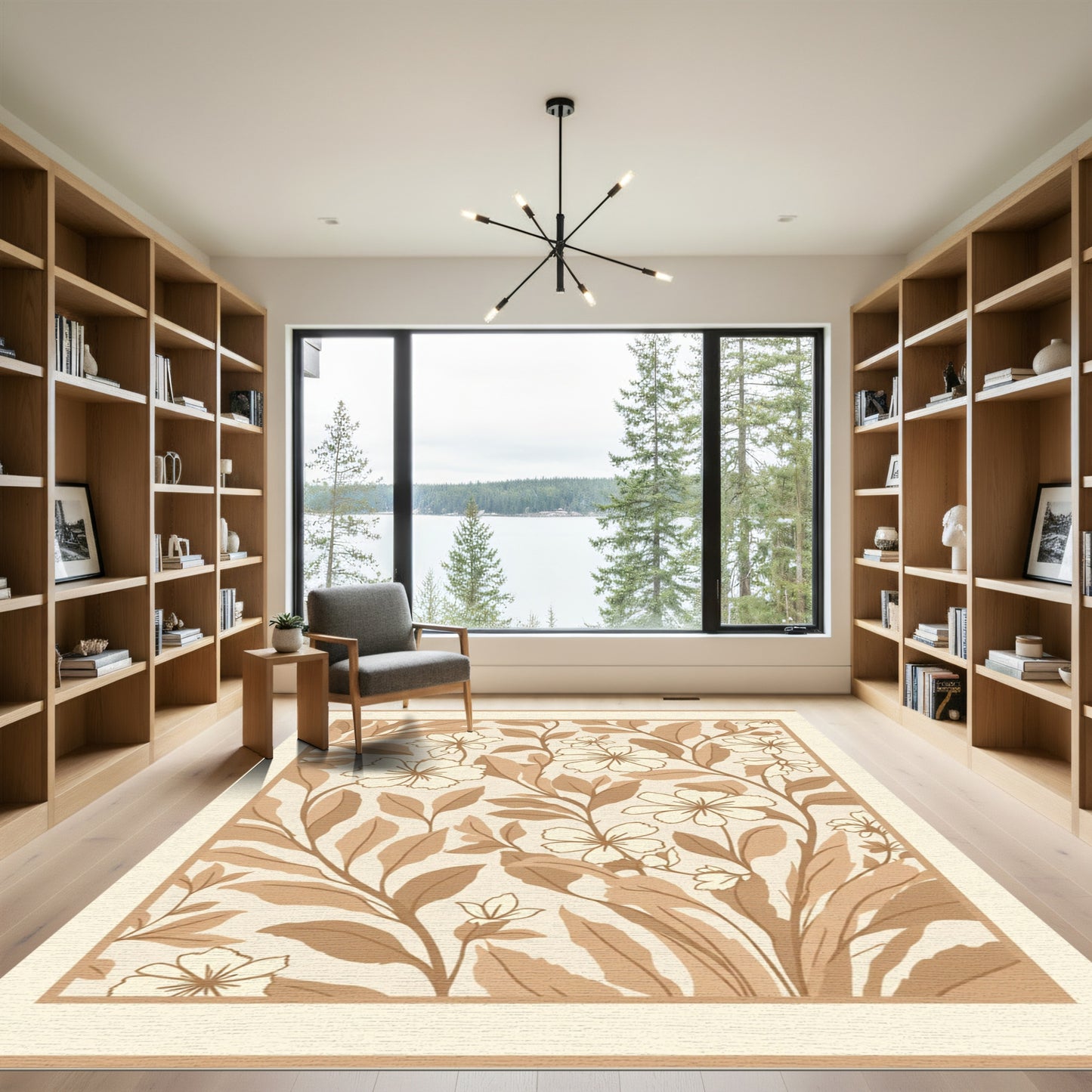 Ginger Floral Vines Botanical Rug
