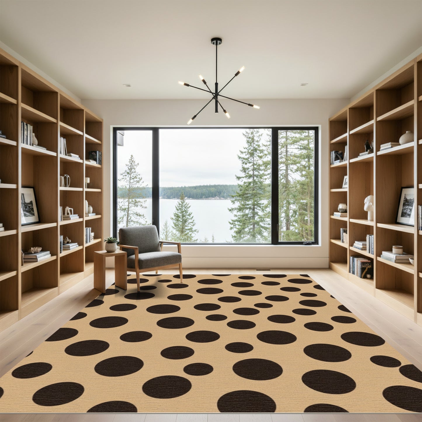 Brown Scattered Circles Graphic Rug