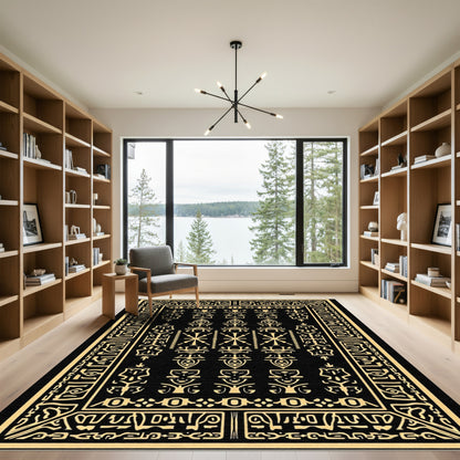 Ancient Gold Tribal Emblem Rug