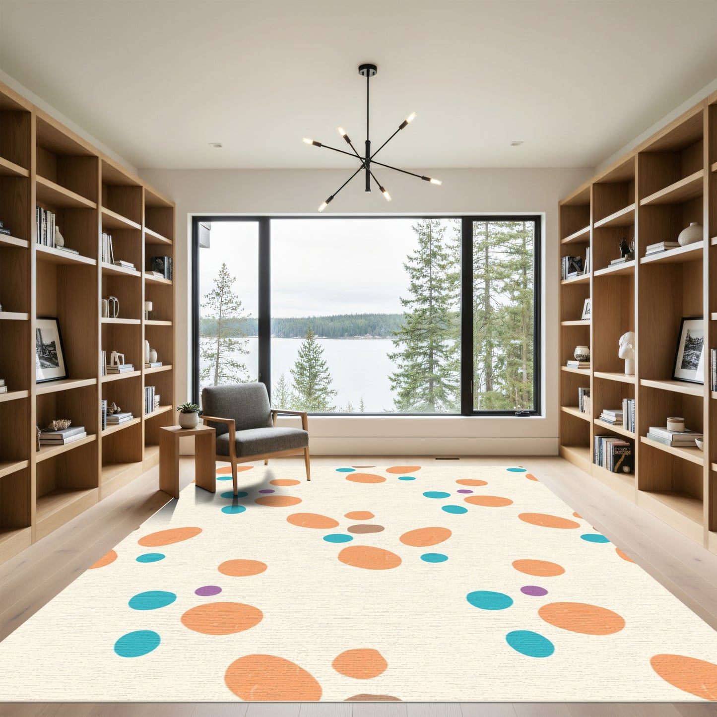 Light Beige Organic Pebble Scatter Rug