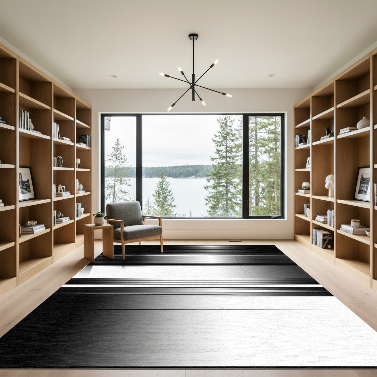 Modern Gray Ombre Striped Rug