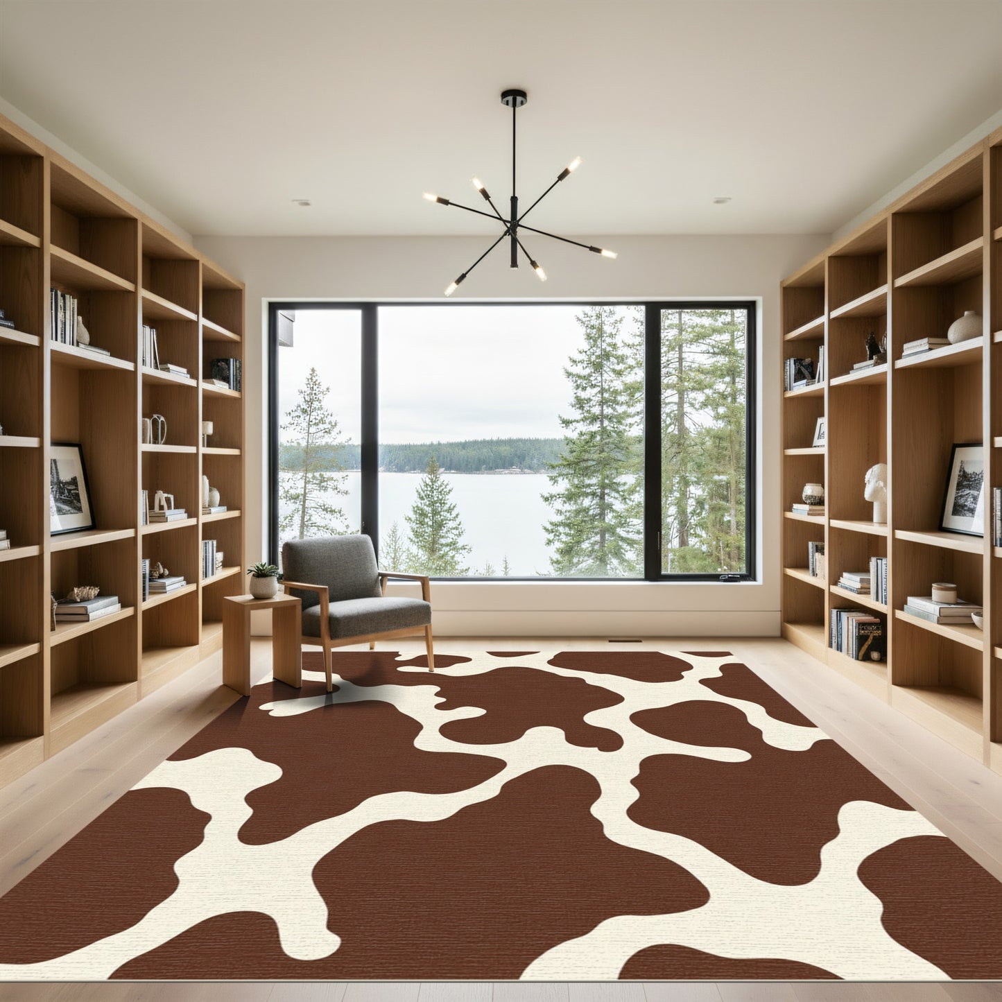 Brown White Holstein Splatter Rug