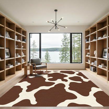 Brown White Holstein Splatter Rug
