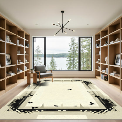 Monochrome Pixel Art Butterfly Swarm Rug