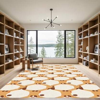 Brown Ochre Abstract Organic Hexagon Rug