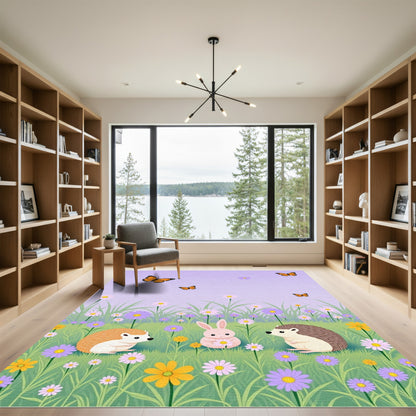 Orange Butterflies Amongst Wildflower Meadow Rug