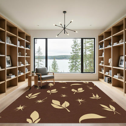 Earthy Tan Leaf Scatter Rug