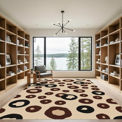 Brown Beige Cheetah Spots Rug