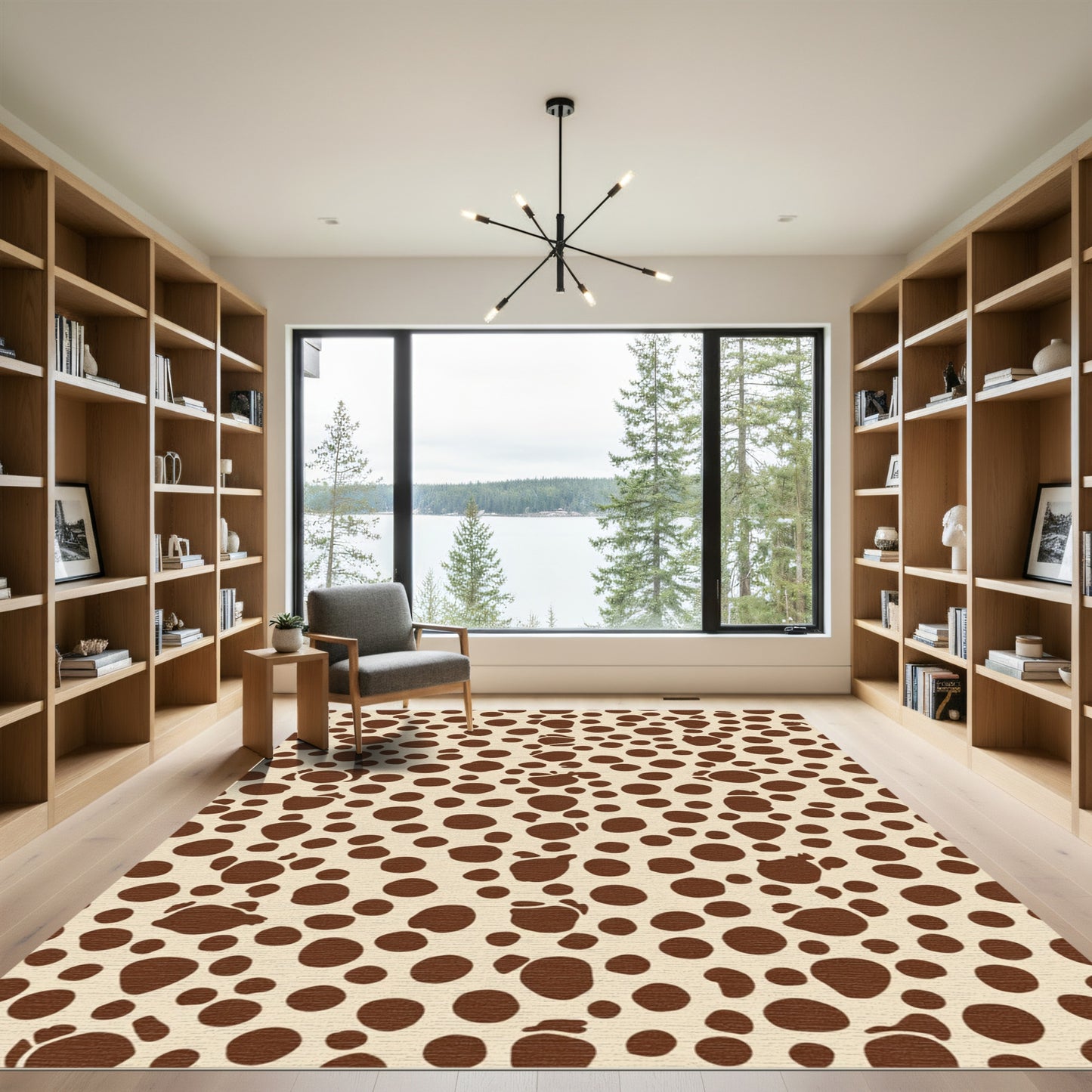 Beige Brown Spotty Organic Shapes Rug