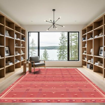 Terracotta Pixelated Stripe Framing Rug