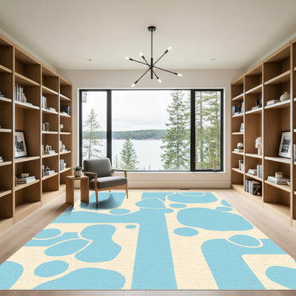 Pale Blue Abstract Organic Shapes Rug