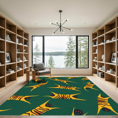 Whimsical Yellow Tiger Stripes Rug