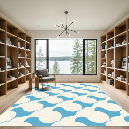 Blue Cream Organic Cloud Pattern Rug
