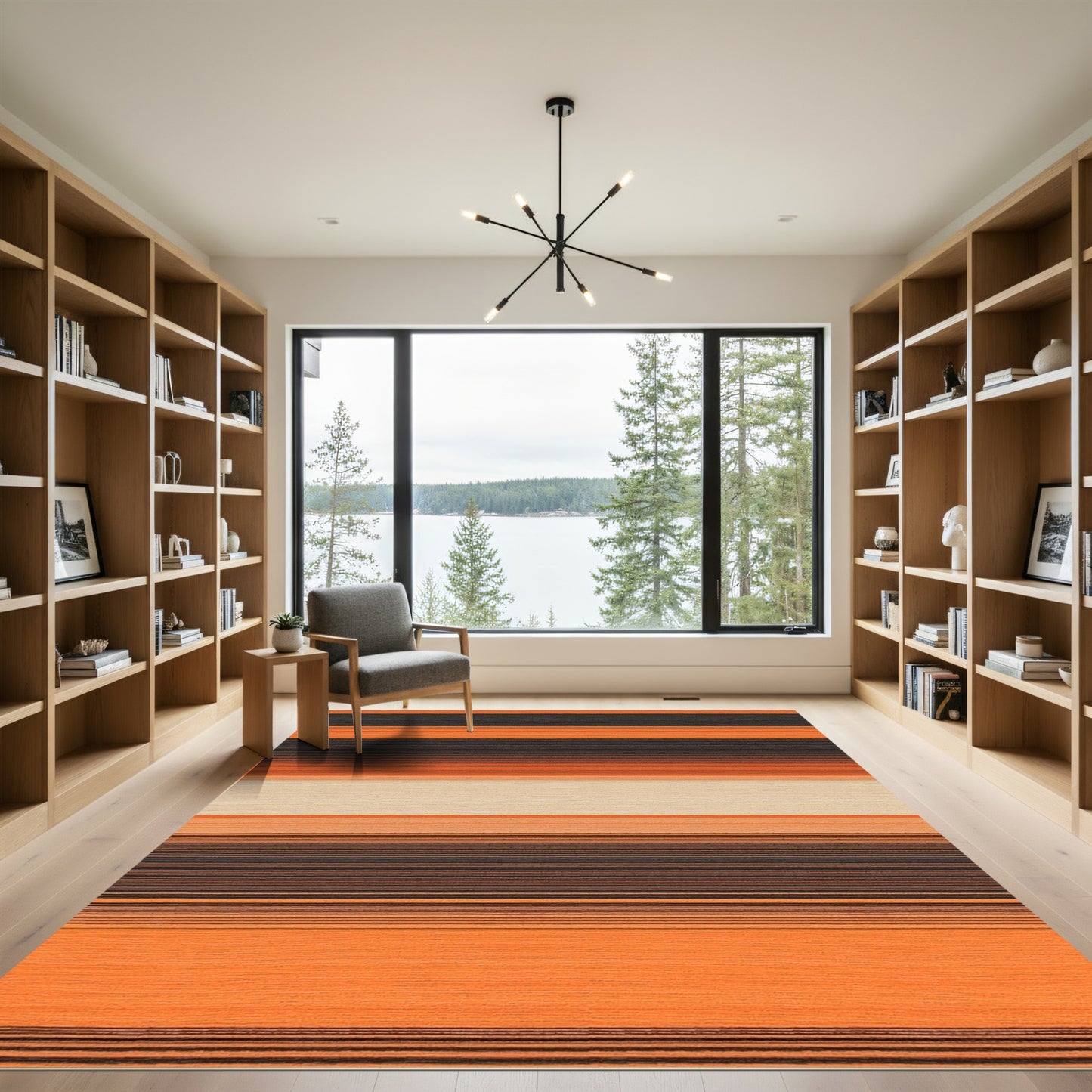 Orange Black Stripe Gradient Rug