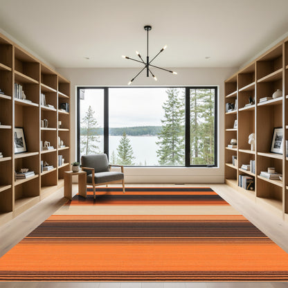 Orange Black Stripe Gradient Rug