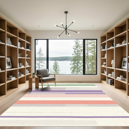 Pastel Striped Rectangular Blocks Rug