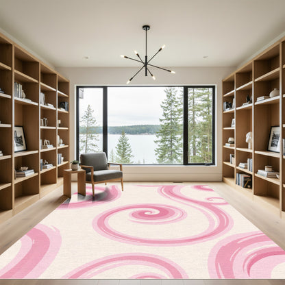 Pretty Pink Swirls on Cream Rug