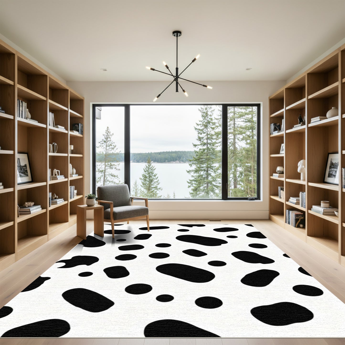Black White Dalmatian Spots Rug