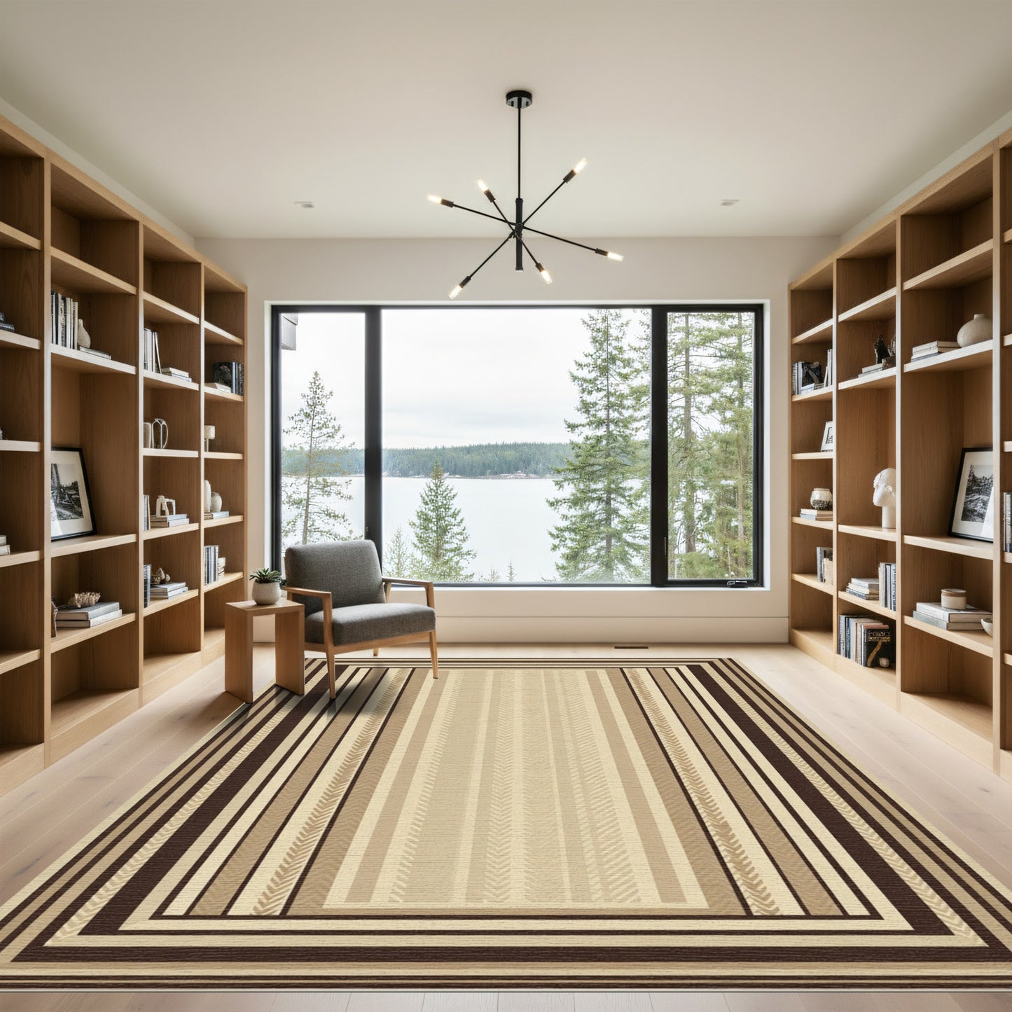 Earthy Stripe Bordered Rug