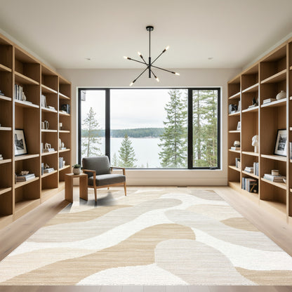 Abstract Beige Organic Shapes Rug