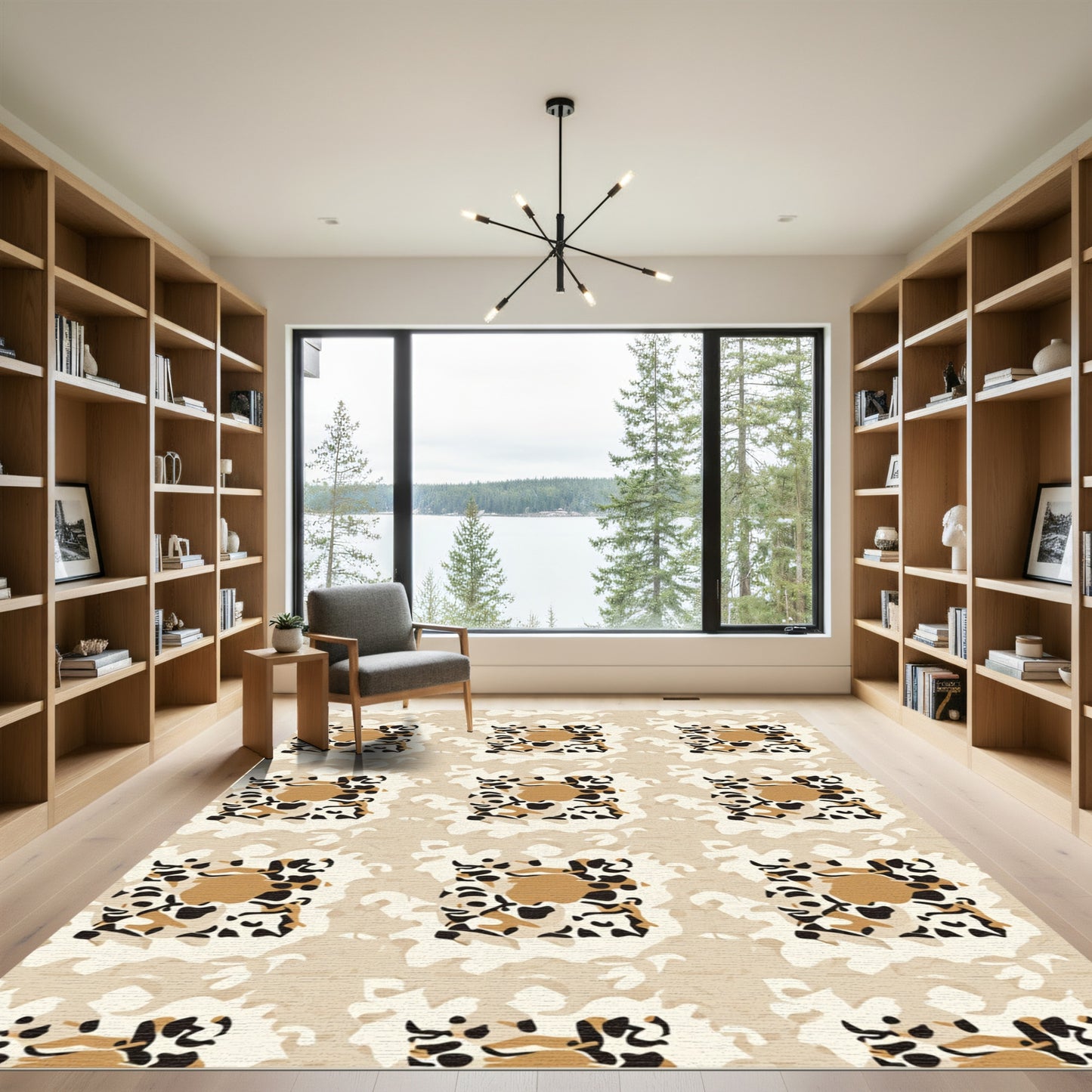 Tan Ochre Abstract Leopard Spots Rug