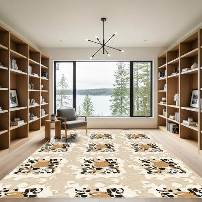 Tan Ochre Abstract Leopard Spots Rug