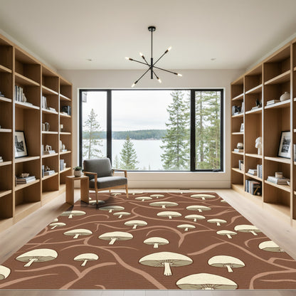 Cream Mushroom Woodland Earthy Ground Rug