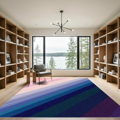 Pastel Pink Blue Gradient Stripes Rug