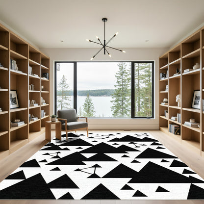 Abstract Black Triangle Mountain Constellation Rug