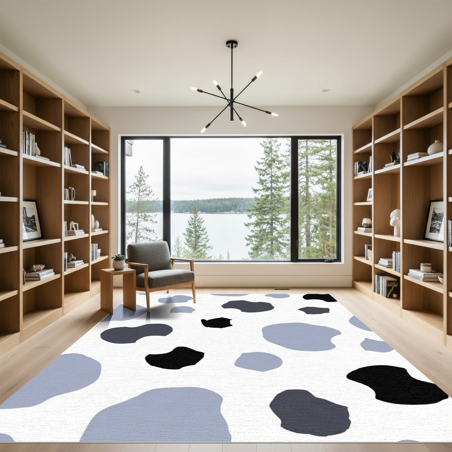 Abstract Spot Black Gray Blue Rug