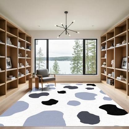 Abstract Spot Black Gray Blue Rug