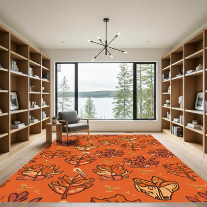 Whimsical Autumn Fox Foxes Foliage Rug