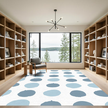 Cerulean Blue Speckled Grid Rug