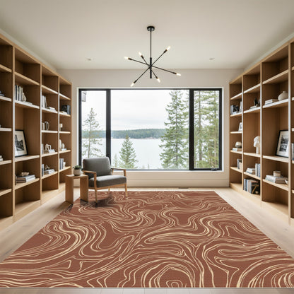 Terracotta Swirl Marbling Fluid Rug