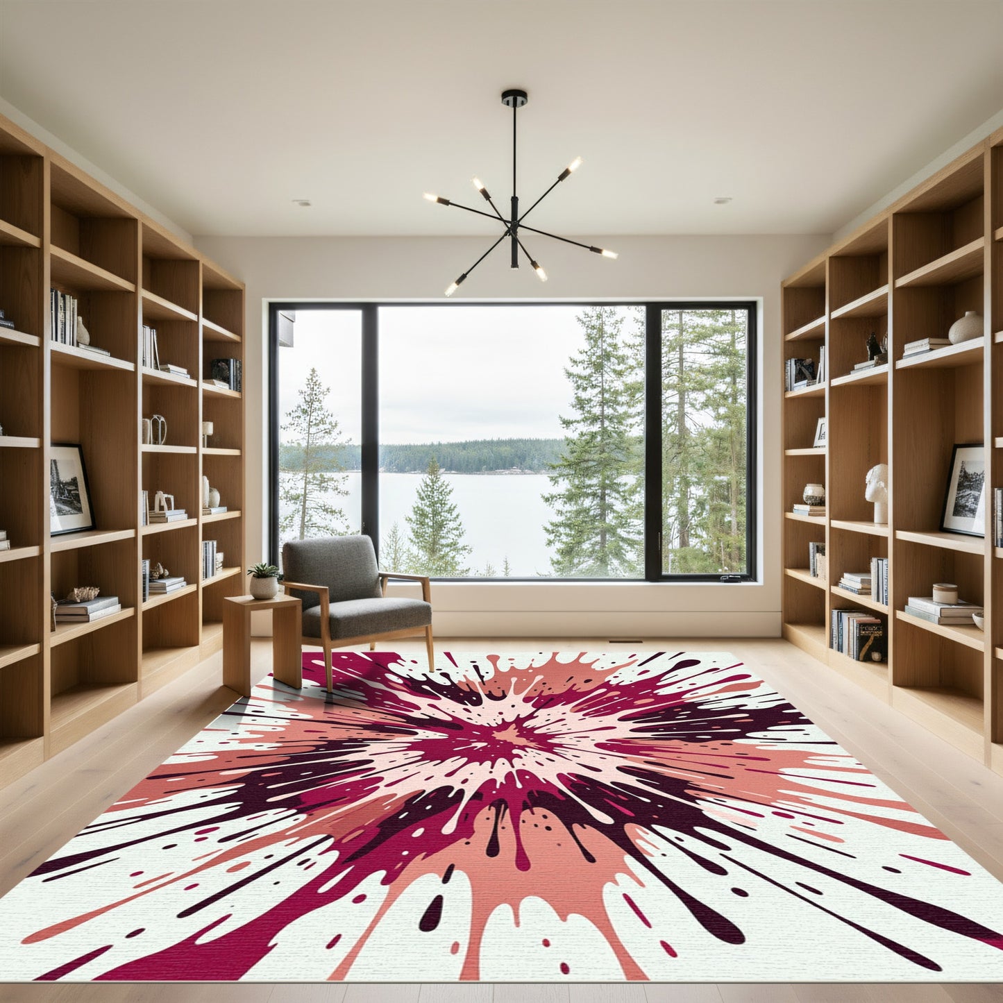 Crimson Pink Splash Explosion Rug