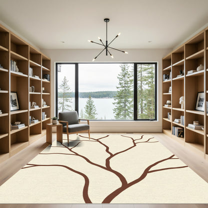 Creme Brown Branch Lines Rug