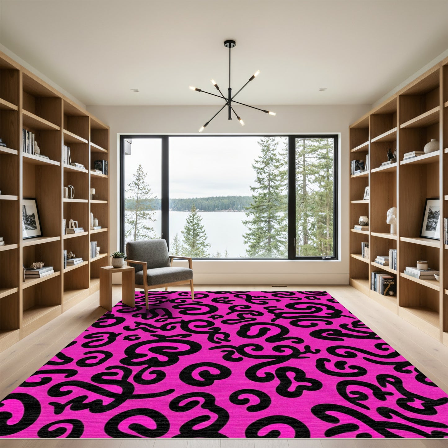 Hot Pink Swirl Abstract Graphic Rug
