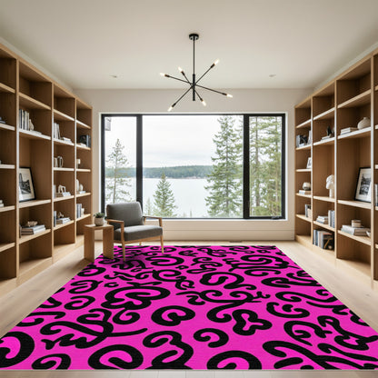 Hot Pink Swirl Abstract Graphic Rug