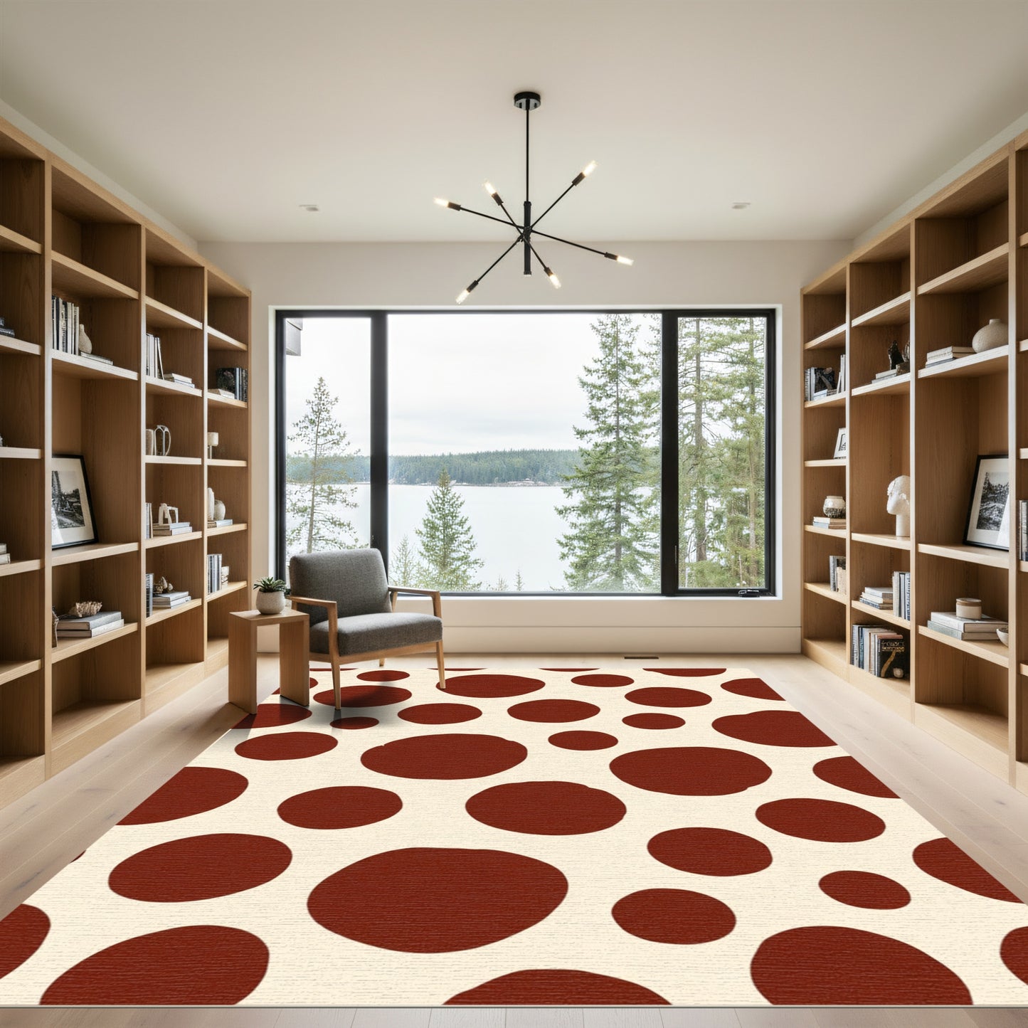 Ivory Crimson Dot Cluster Rug