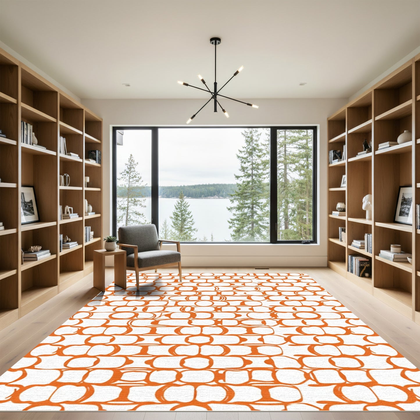 Orange Abstract Bricks Composition Rug