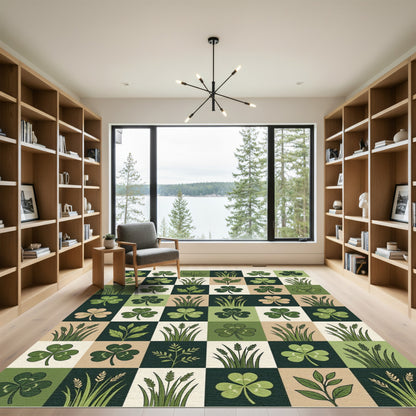 Green Clover And Wheat Composition Rug