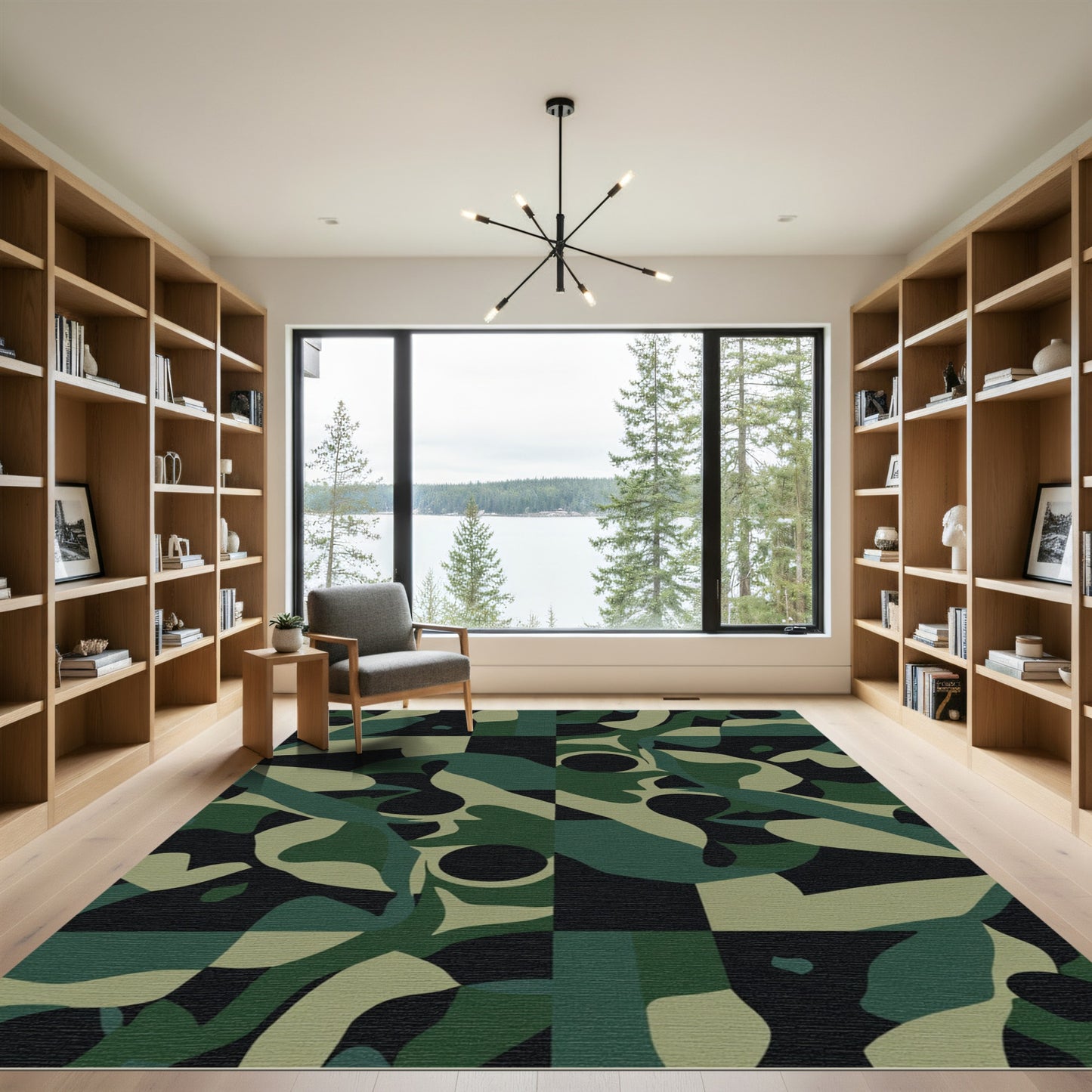 Abstract Camouflage Fluid Organic Composition Rug