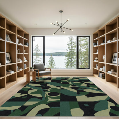Abstract Camouflage Fluid Organic Composition Rug