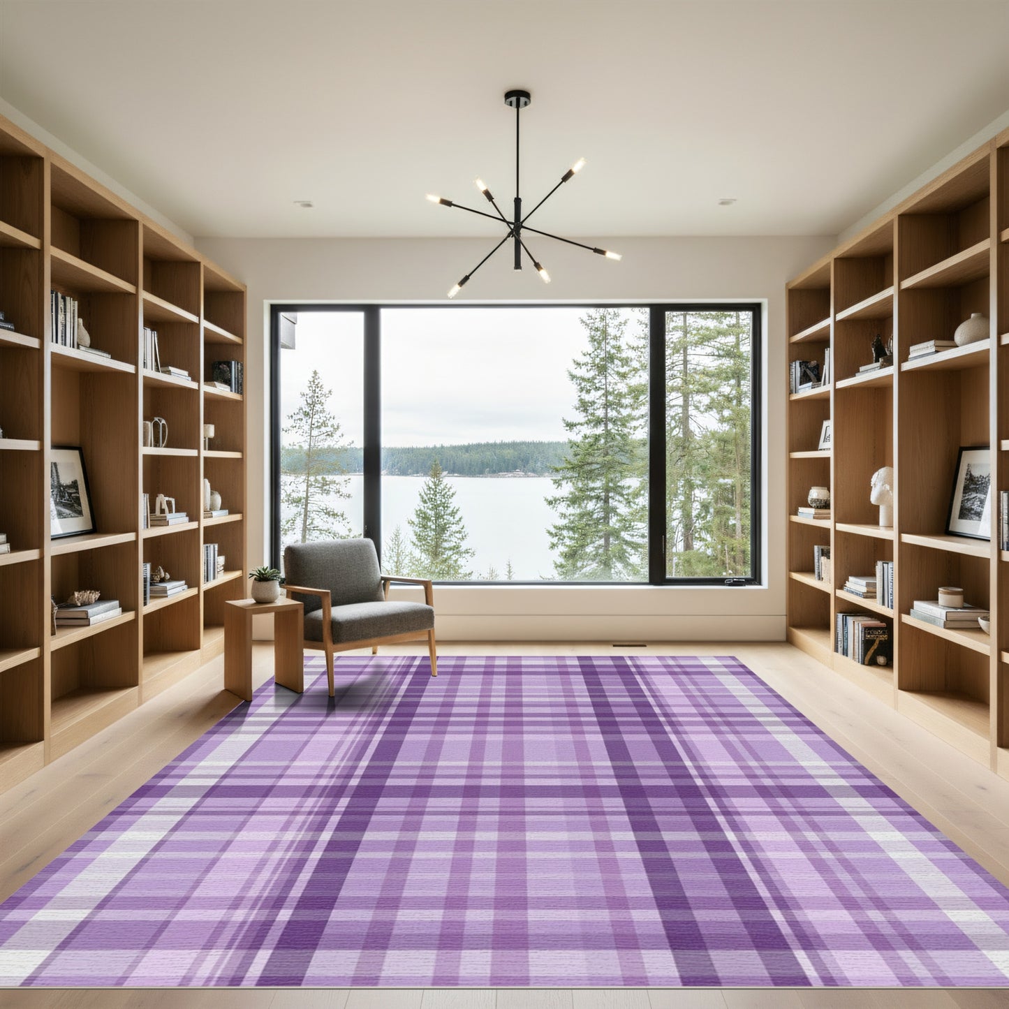 Lavender Tartan Plaid Lines Rug