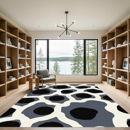 Abstract Gray Black Dot Mosaic Rug