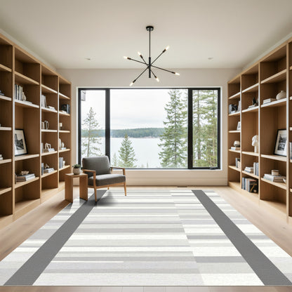 Cool Gray Horizontal Stripe Array Rug