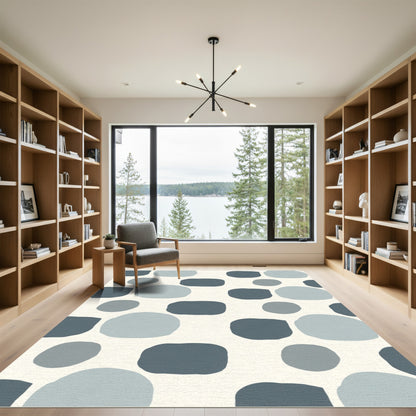 Cool Blue Pebble Abstract Composition Rug